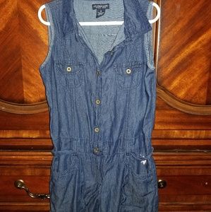 Girls Polo jean short romper